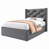POLSTERBETT mit Bettkasten 90x200 cm Baumwolle Grau - Grau, Metall (90/200cm) - Beauniv