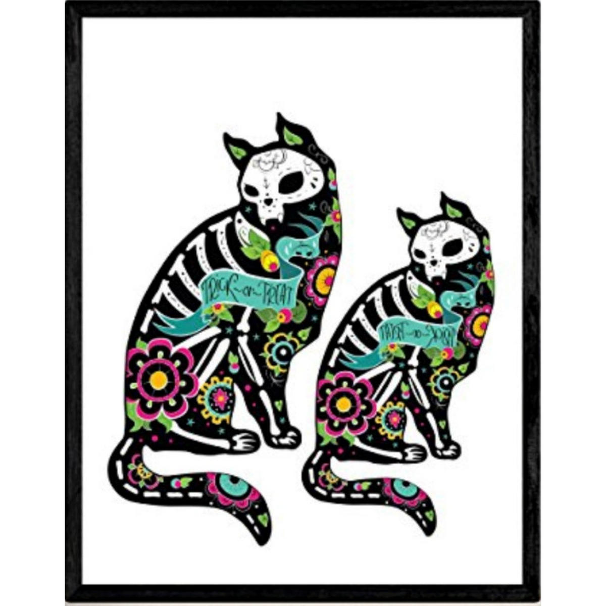 POSTER Katze Sugar Skull Aquarell A3 Rahmenlos - Klar, Papier (29.7/5/42cm) - Nacnic