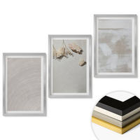 WANDBILDER 3er Set - 40x60 cm Silberner Rahmen - Boho-Textur aus Sandsteinen - Silberfarben, Kunststoff (40/60cm) - ArtPrintCave
