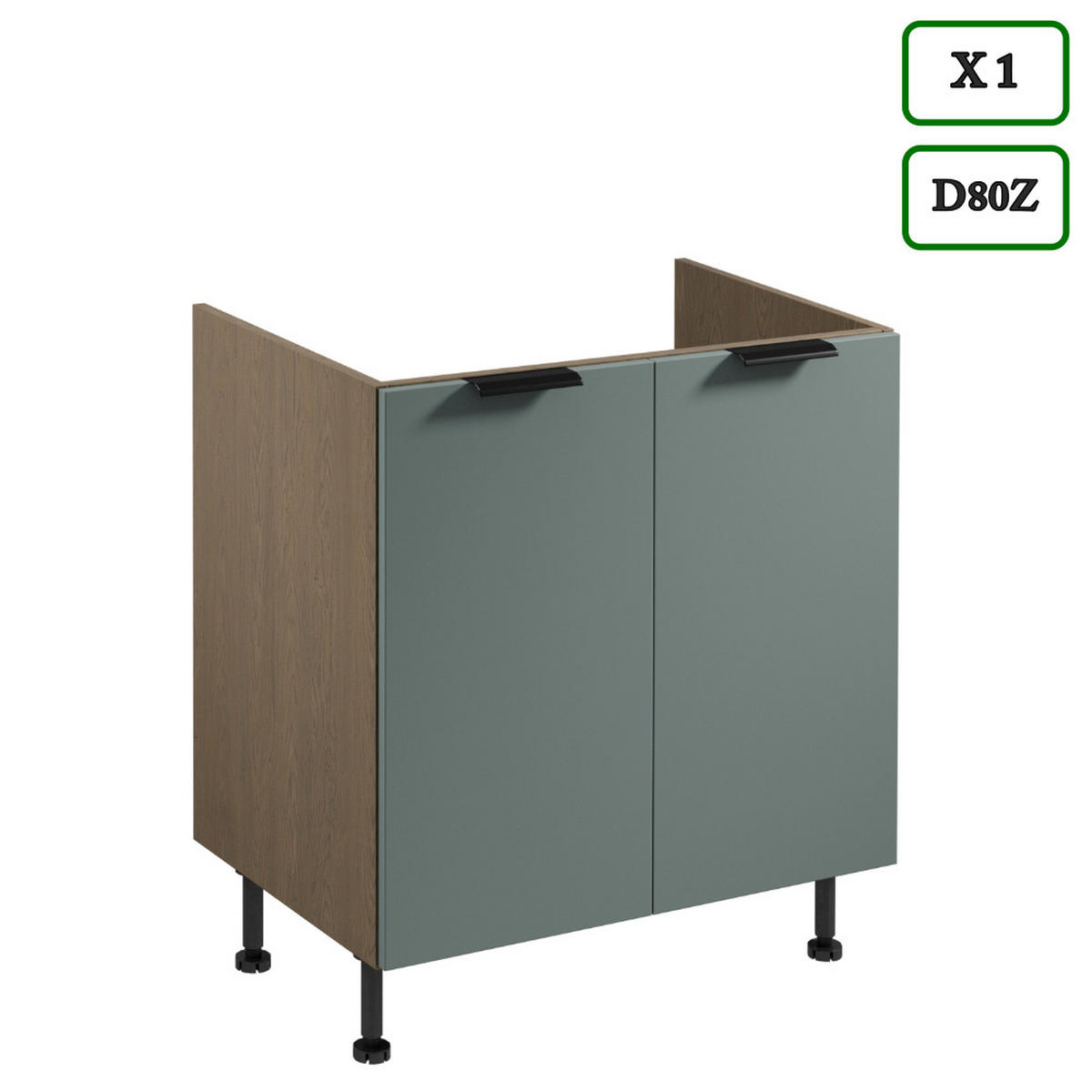 KÜCHENZEILE 400 cm –Sorento K73-M400 - in Grün / Matt - Schwarz/Grün, Holz/Holzwerkstoff (400/247/58cm)