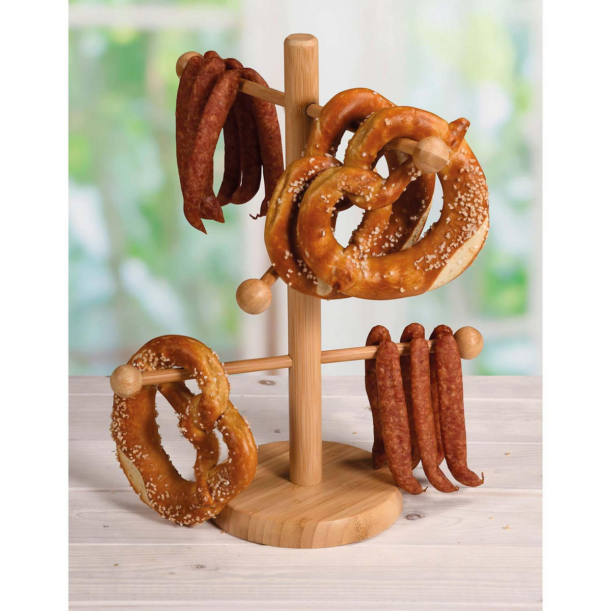 SERVIERSTÄNDER, 4 Stück, 6-armig - Bambus, 37cm Höhe - Naturfarben, Holz (18.5/37cm) - Kesper
