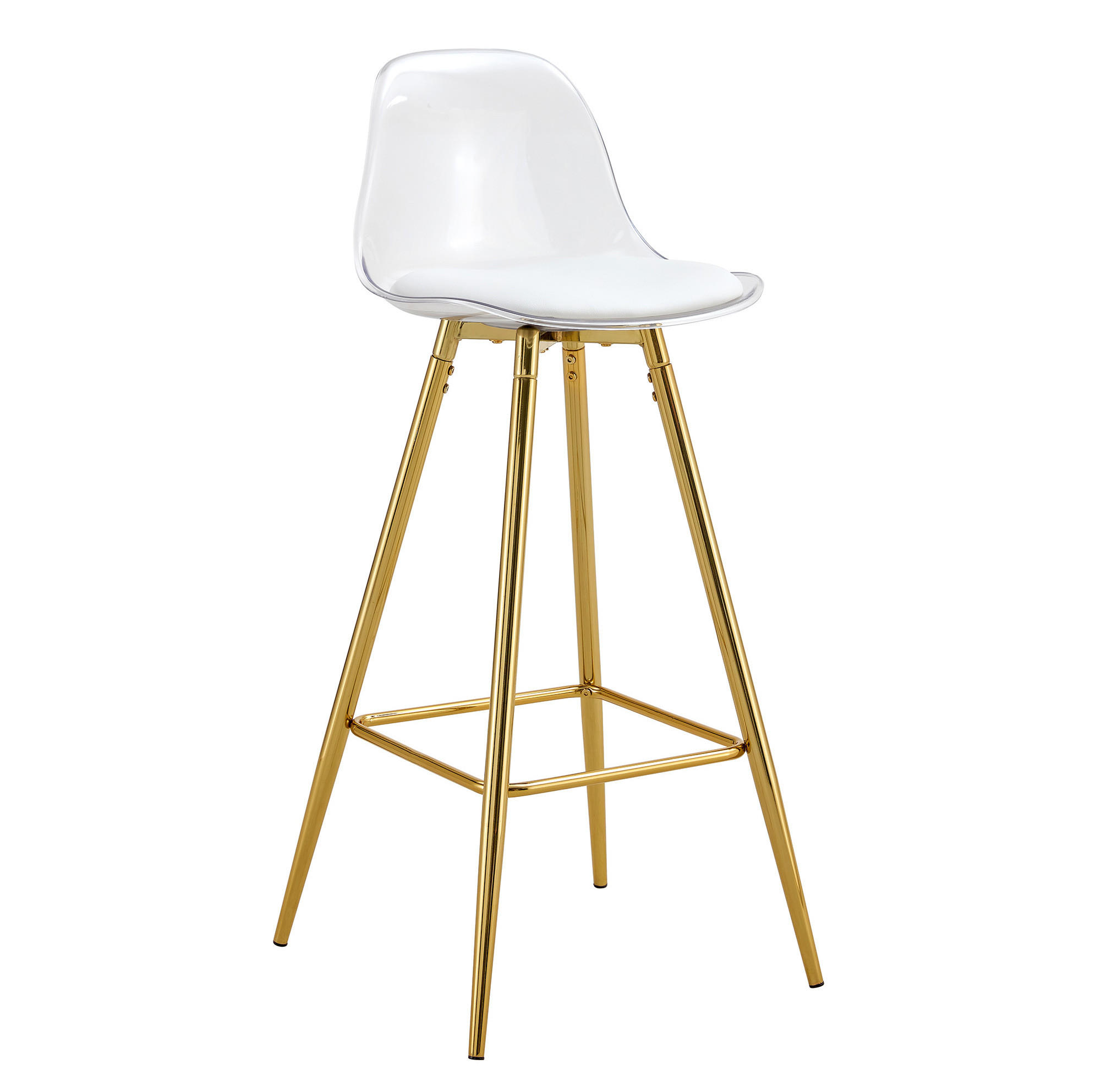 BARHOCKER 2er-Set mit Rückenlehne Metall/Kunststoff Gold Transparent - Goldfarben, Metall (33/96.5/38cm) - Meubliv