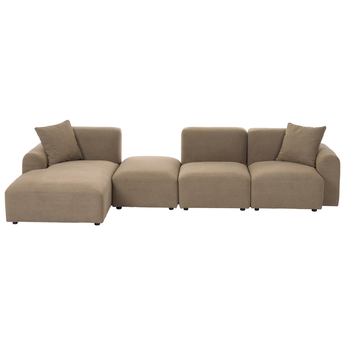 ROHOVÁ POHOVKA modul 3-místná Látka Hnědá s otomanem pravostranná Hede - hnědá, textil (244/92cm) - Beliani