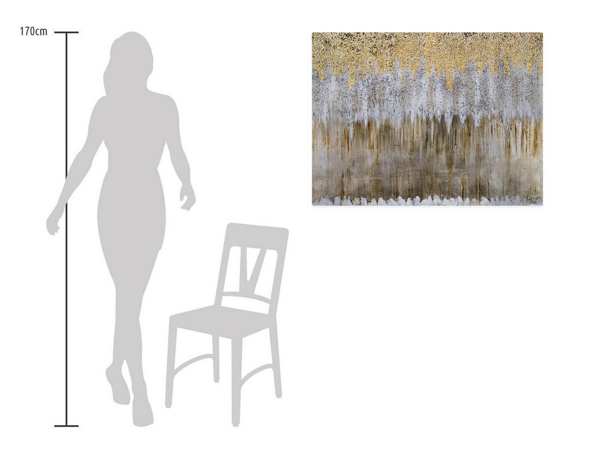 OLEJOMAĽBA 100/75 cm, Zvieratá - zlatá, drevo/textil (100/75cm) - KUNSTLOFT
