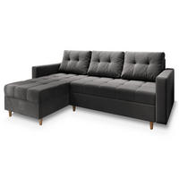 ROHOVÁ SEDAČKA MILO šedá - šedá/hnědá, dřevo/textil (220/140cm) - MASSENO