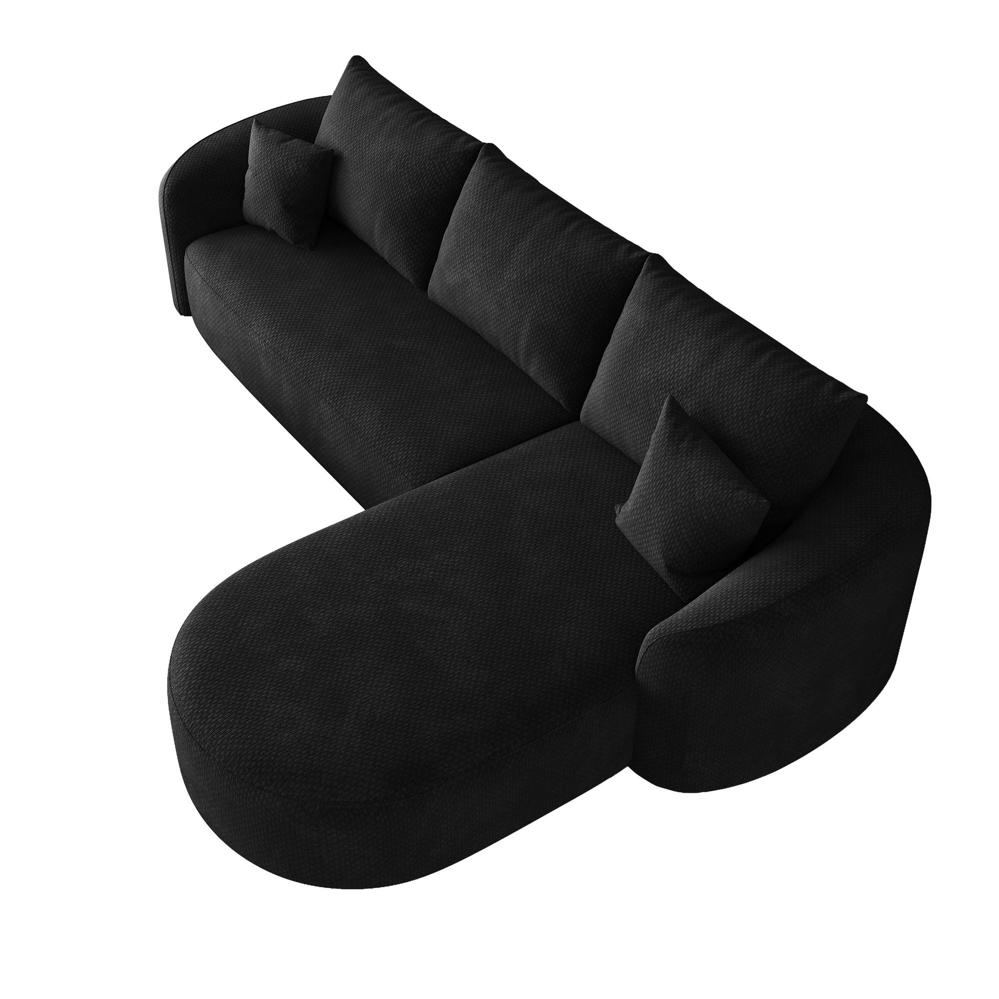 ECKSOFA DE-34817 2-Sitzer Chaiselongue rechts Schwarz - Schwarz, Textil (168/266cm) - ComfortXL