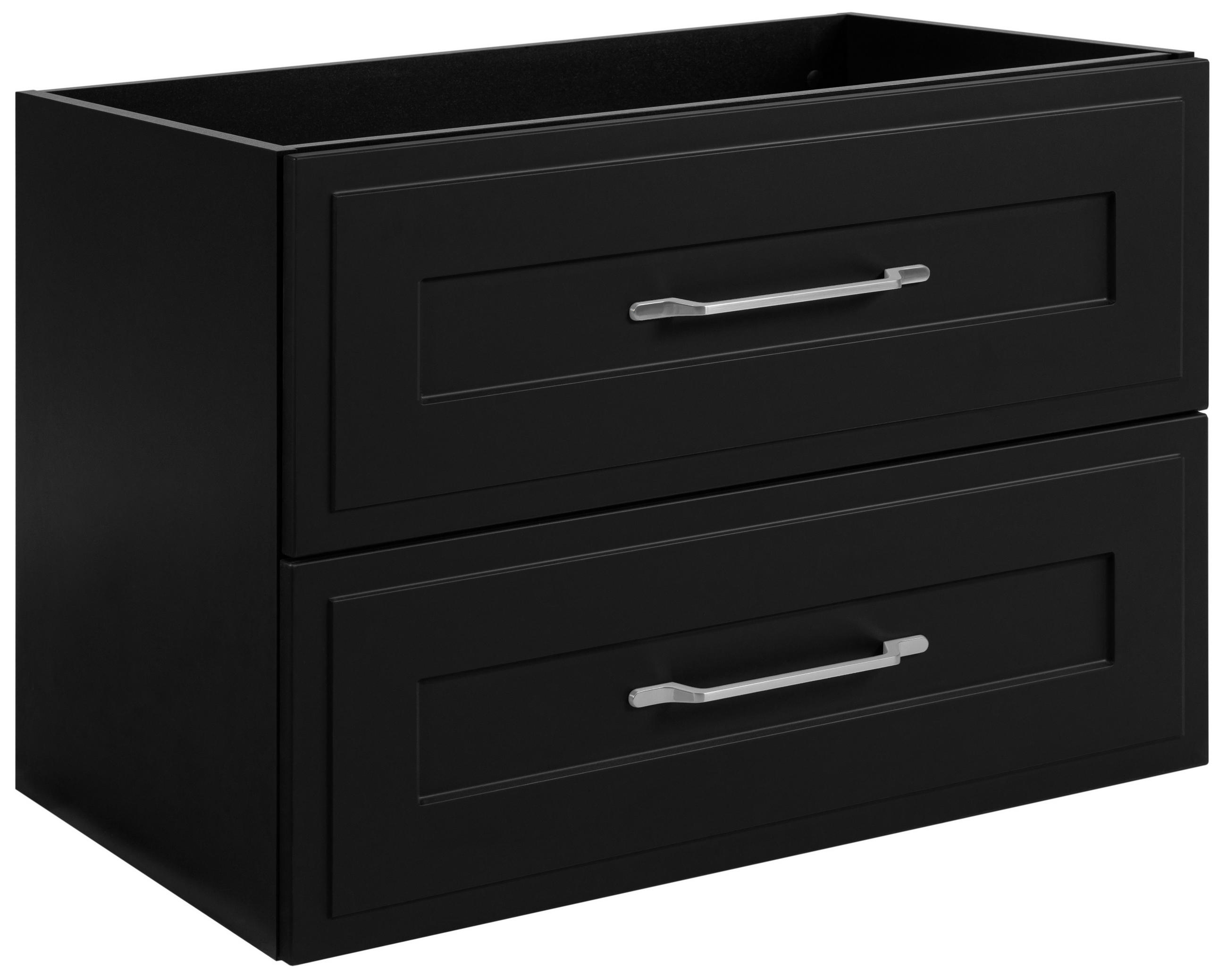 WASCHTISCHUNTERSCHRANK im klassischen Stil, schwarz, 80 x 57 x 46 cm - Silberfarben/Schwarz, Holzwerkstoff (80/57/46cm) - 3XE LIVING
