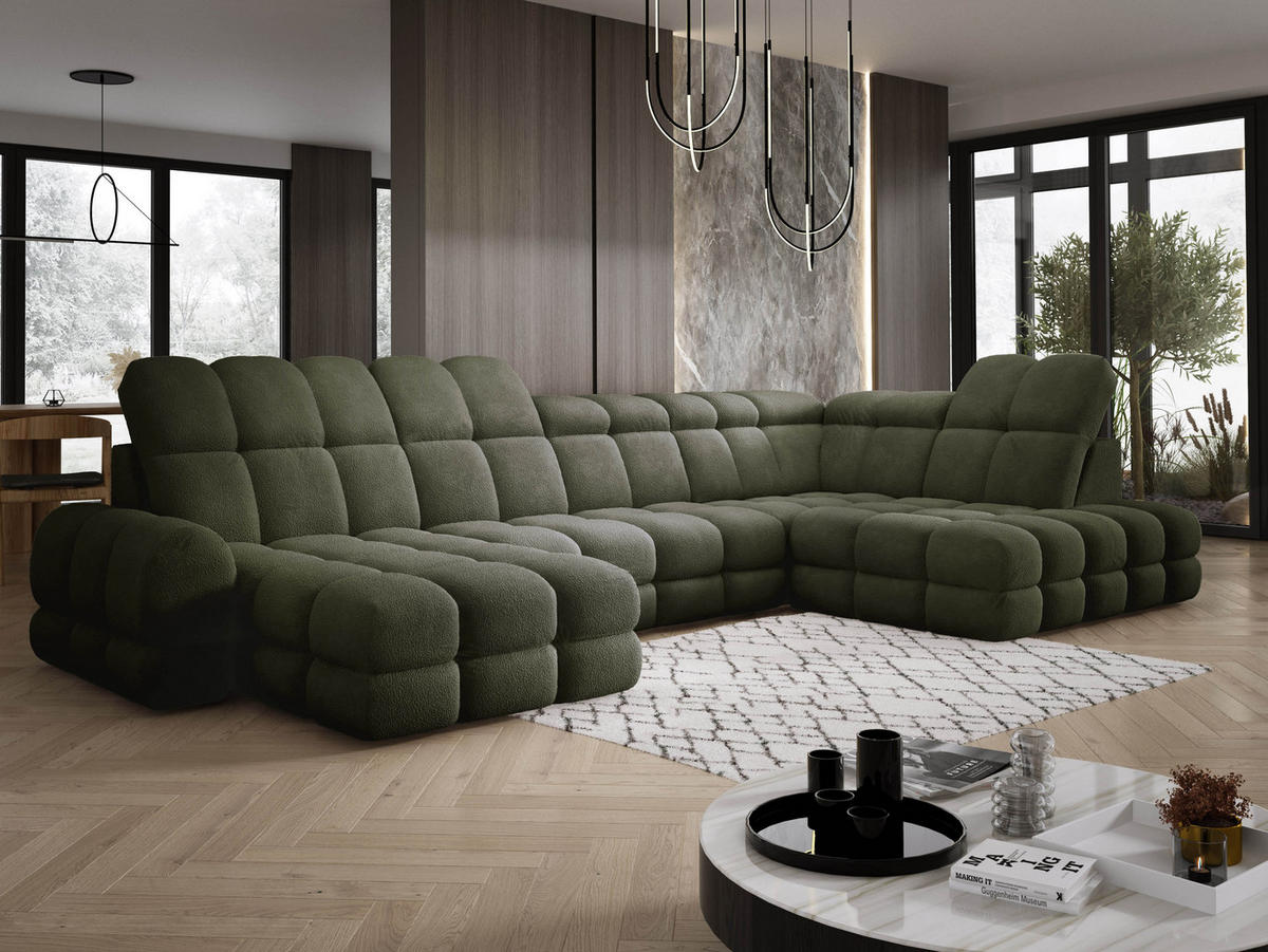 ECKSOFA TOLLO Anthology-stoff U-form 400x217x105 cm grün - Waldgrün, Holz/Textil (217/400cm) - DomoHome