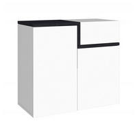 SCHUHSCHRANK Glänzendes Weiß, Schiefer 40/80/80 cm - Schieferfarben/Weiß, Holzwerkstoff (80/80/40cm) - DMORA