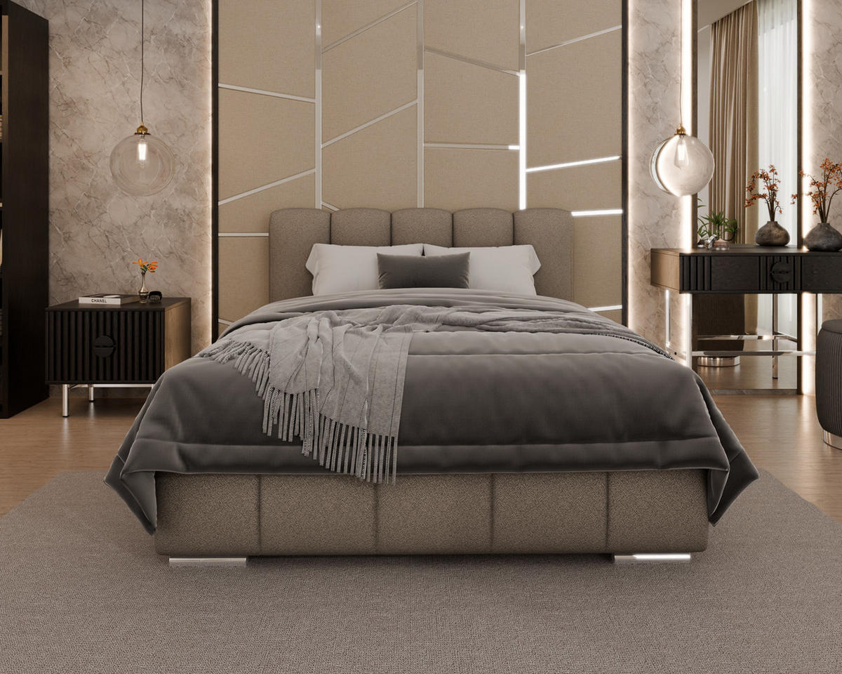 POLSTERBETT Zaira 140x200cm – Elegantes Polsterbett für modernen Wohnstil , ohne matratze, braun - Braun, Holz (100/200cm) - Homesy