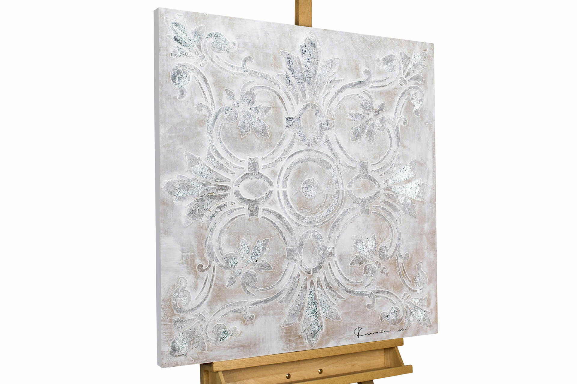 KUNSTLOFT RUČNĚ MALOVANÝ AKRYLOVÝ OBRAZ ŠEDÝ, 80/80 CM