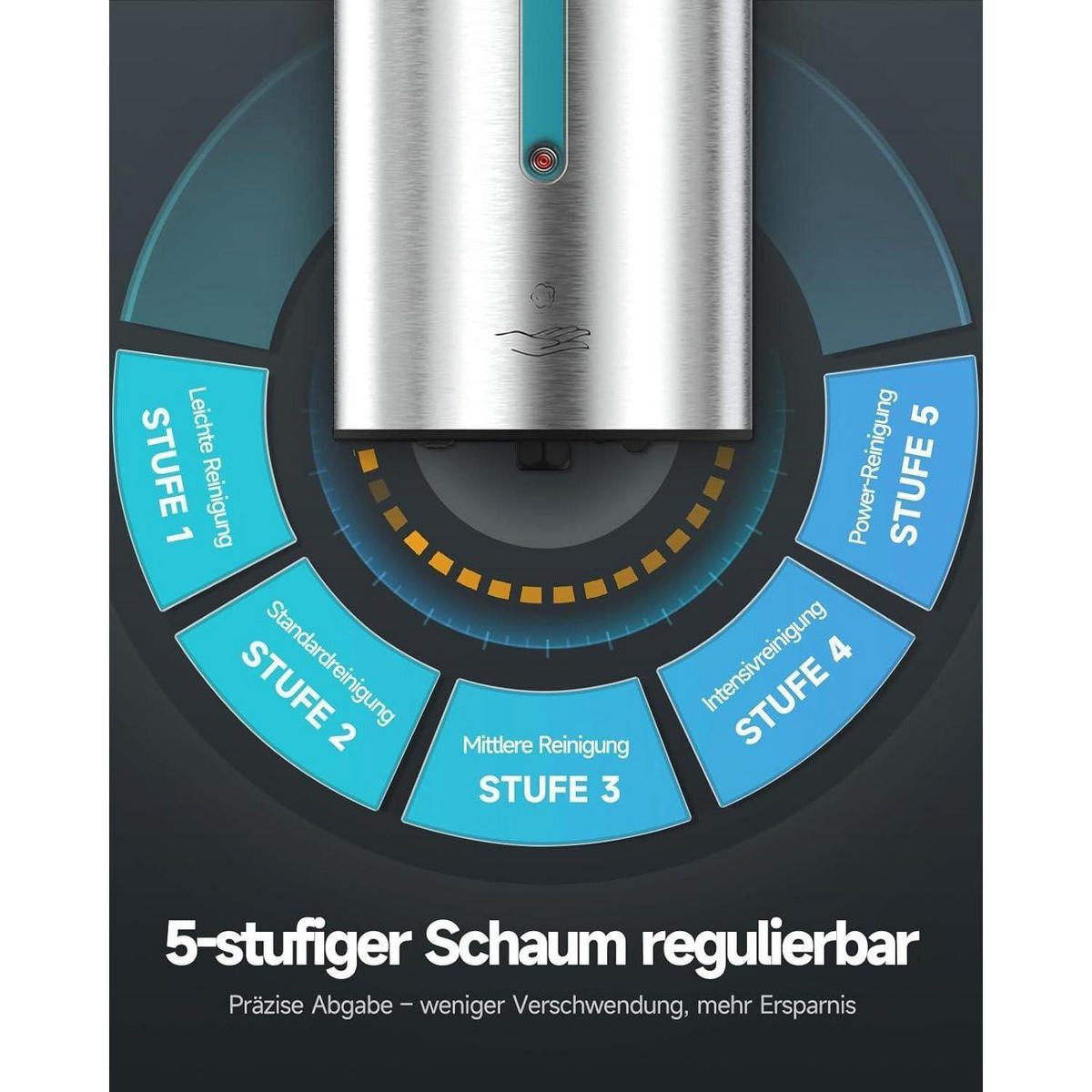 SCHAUMSEIFENSPENDER Edelstahl gebürstet 750ml Wandmontage - Silberfarben, Metall (12/11/24cm)