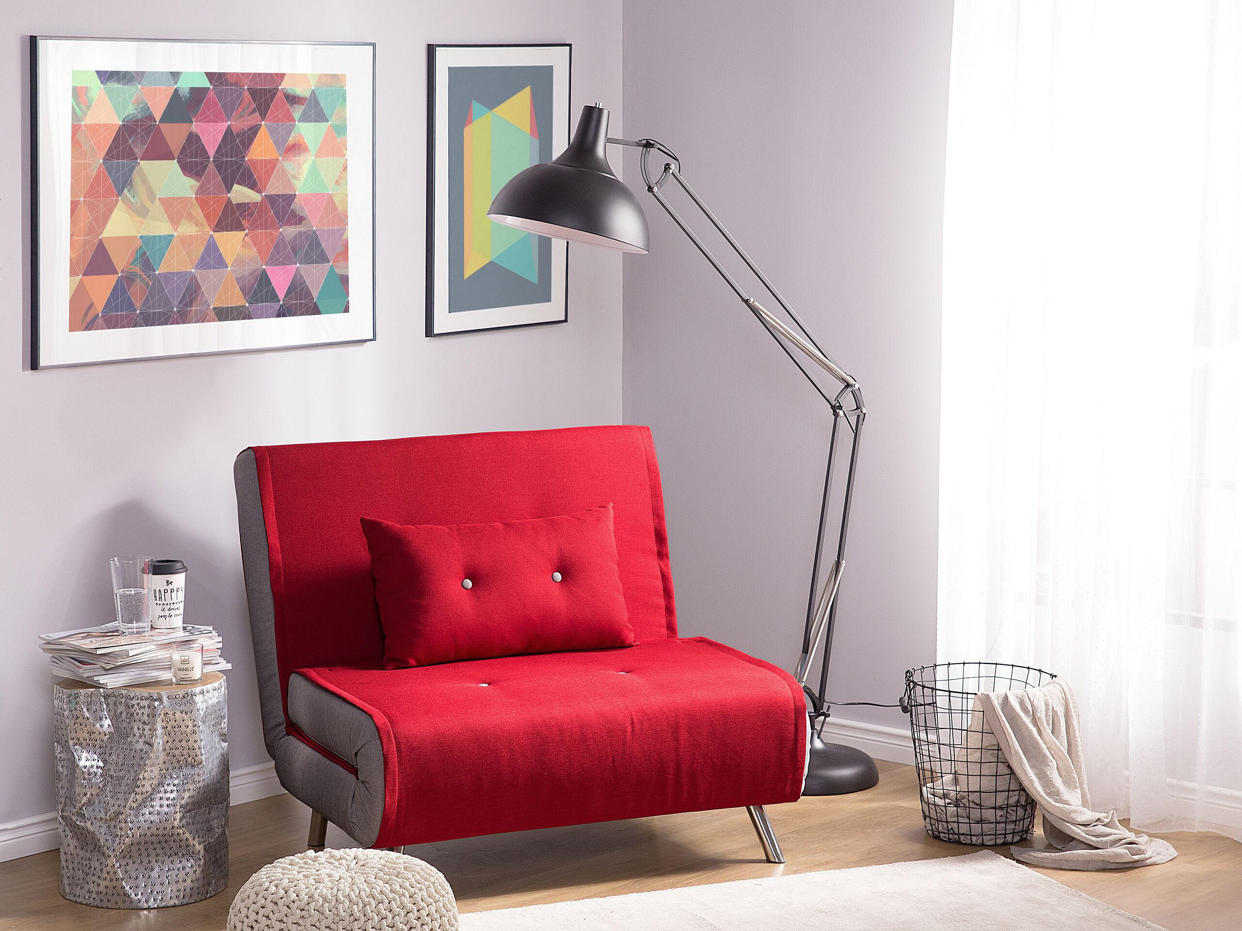 1-SITZER-SCHLAFSOFA Polyester Rot Farris - Rot, Textil (100/89/191cm) - Beliani
