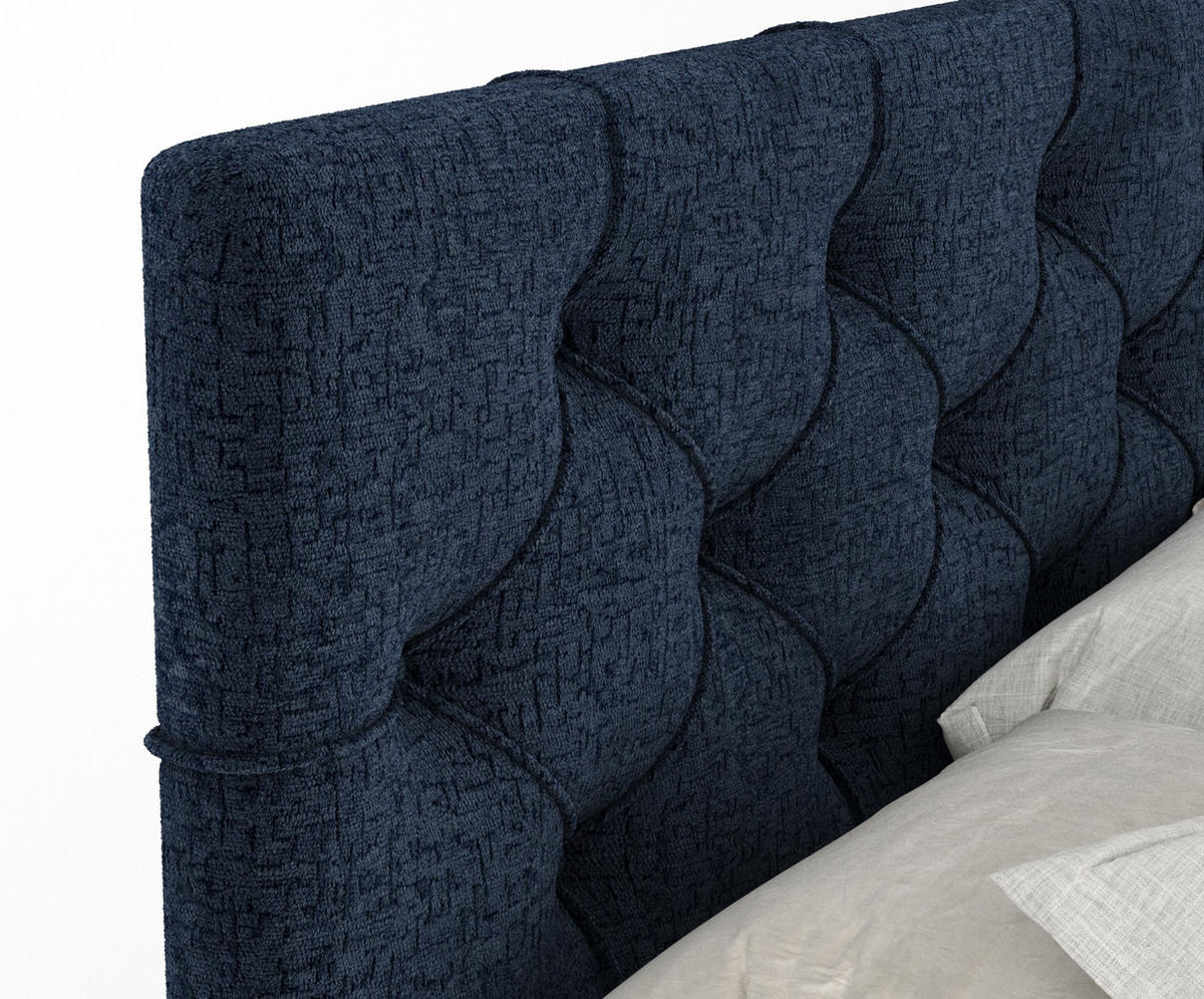 BOXSPRINGBETT Hugo Marineblau 200/200 cm - Schwarz/Dunkelblau, Holz/Holzwerkstoff (200/200cm) - Maison de Reve