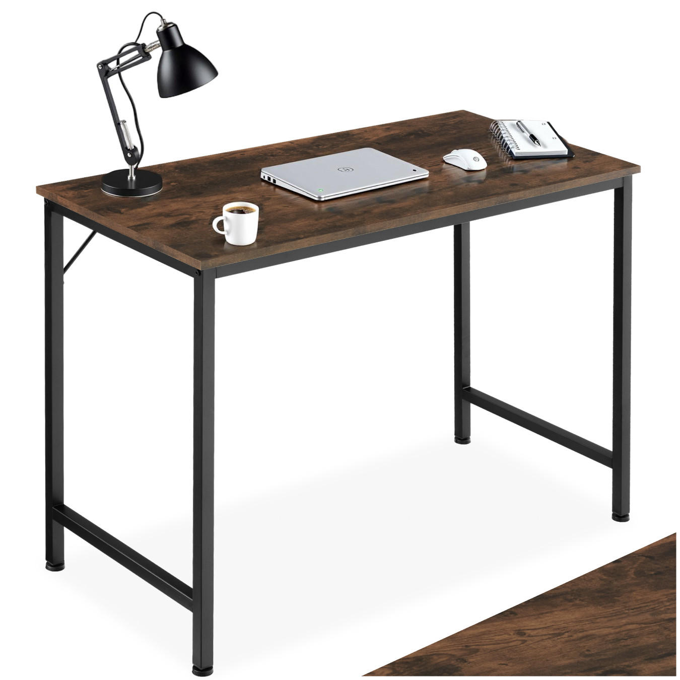 SCHREIBTISCH Jenkins, Höhe 75, 5 cm, Industrial Holz dunkel, rustikal - Rostfarben, Holzwerkstoff (50/100/75.5cm) - tectake