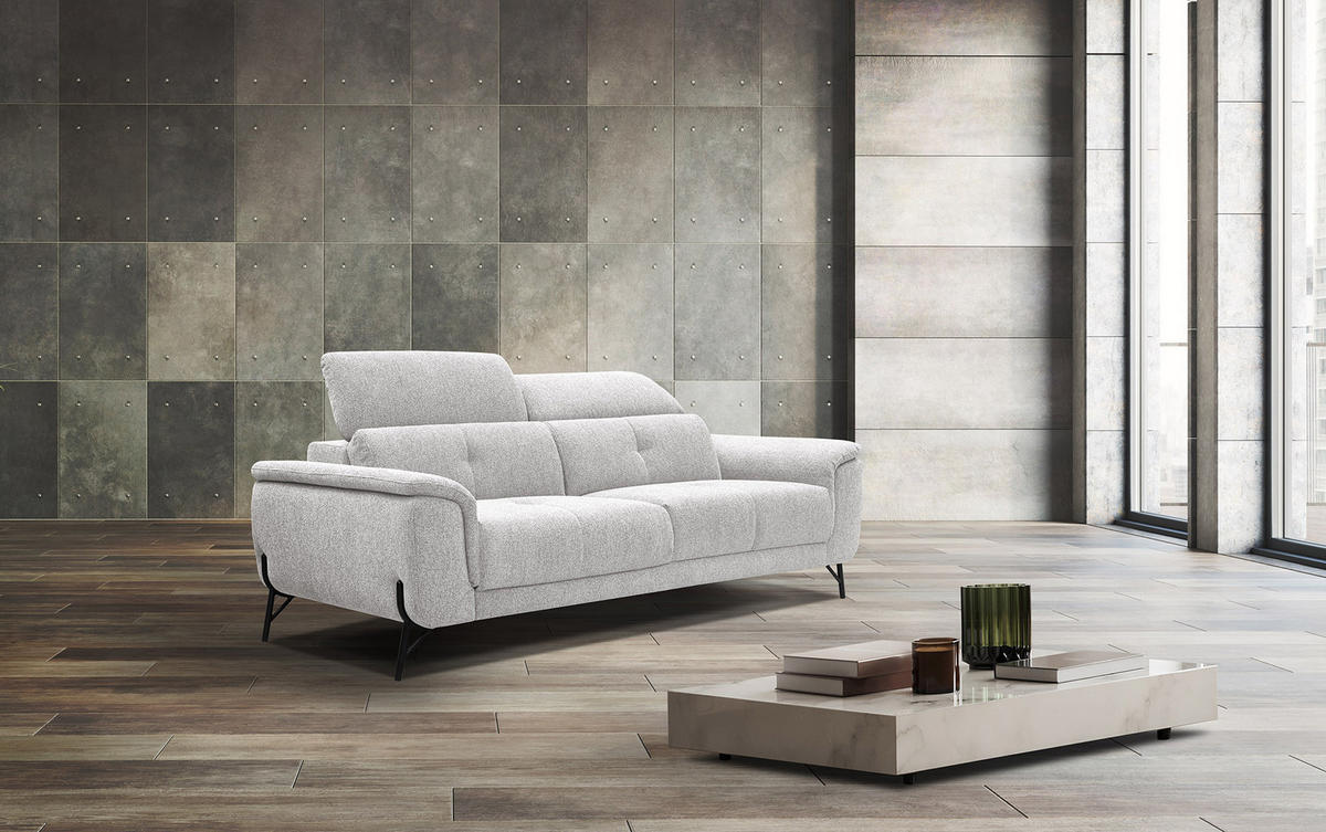 SOFA AVENA 3-Sitzer, hellgrau - Hellgrau, Holzwerkstoff/Textil (204/80/108cm) - Courtois Laville