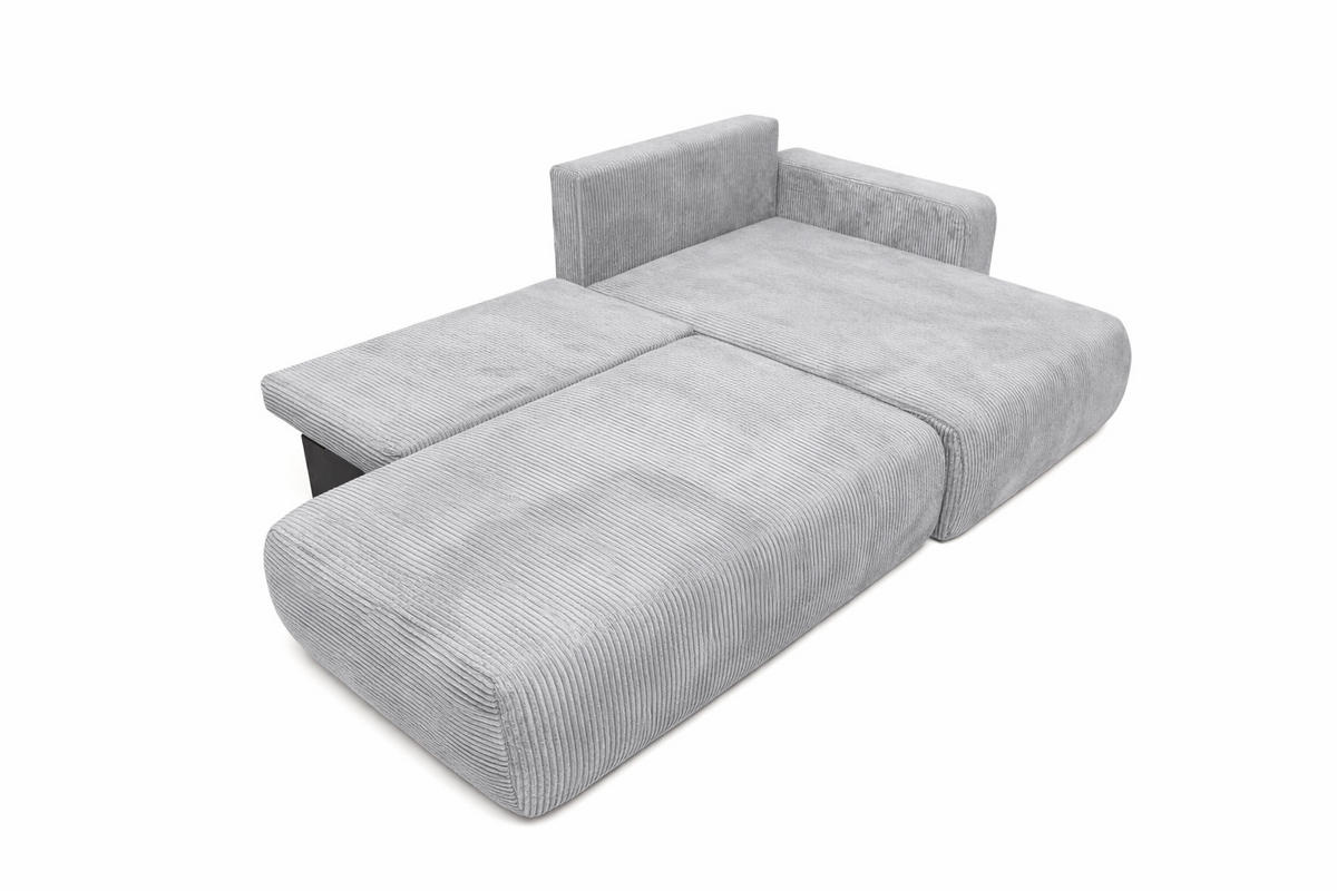 ECKSOFA Mit Schlaffunktion Und Bettkasten, Cordstoff Poso, Hellgrau, Rechts, OPEN XL - Hellgrau, Holz (262/145cm) - Kaiser Möbel