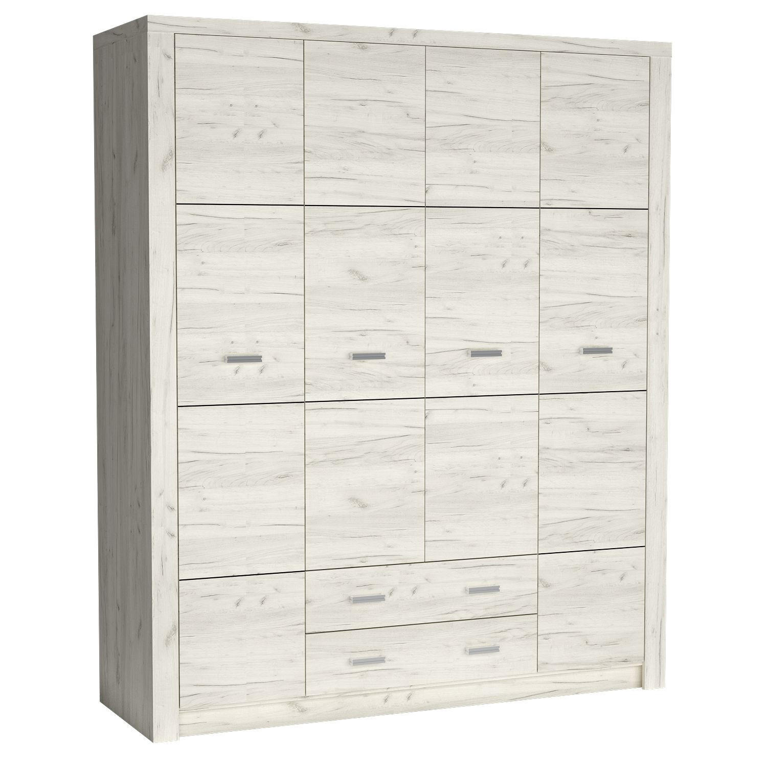 DREHTÜRENSCHRANK ZERI 178/214/58 cm 4-türig Eiche Bianco - Eiche Bianco, Holzwerkstoff (178/214/58cm) - MASSENO