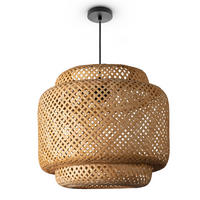 PENDELLEUCHTE Korvi - Beige/Schwarz, Holz (40/40/37cm) - Paco Home