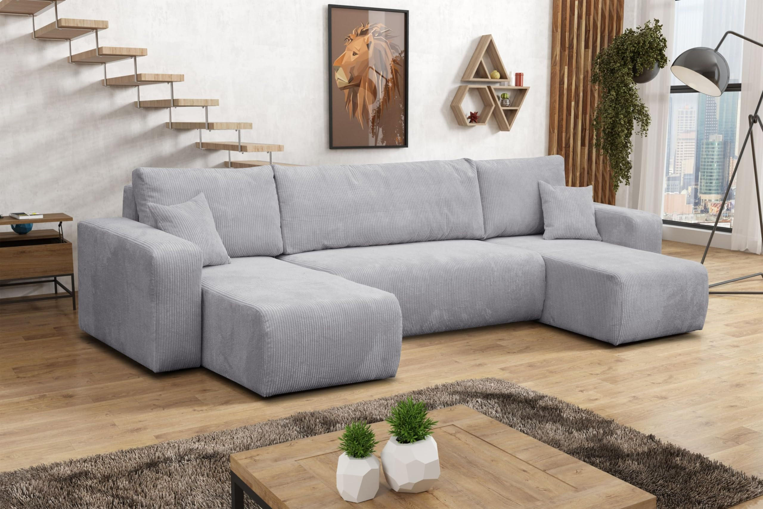 Thumbnail - Venasi Möbel Wohnlandschaft, Hellgrau, Textil, U-Form, 312x83x142 cm, Wohnzimmer, Sofas & Couches, Wohnlandschaften, Woh...