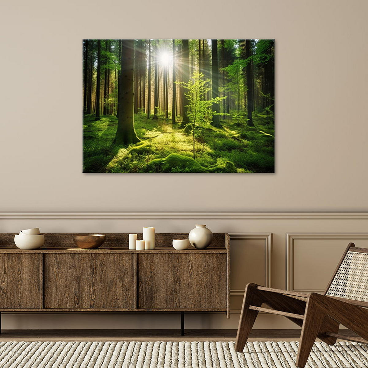KUNSTDRUCK Grün 90/60 cm - Grün, Textil (90/60cm) - KUNSTLOFT