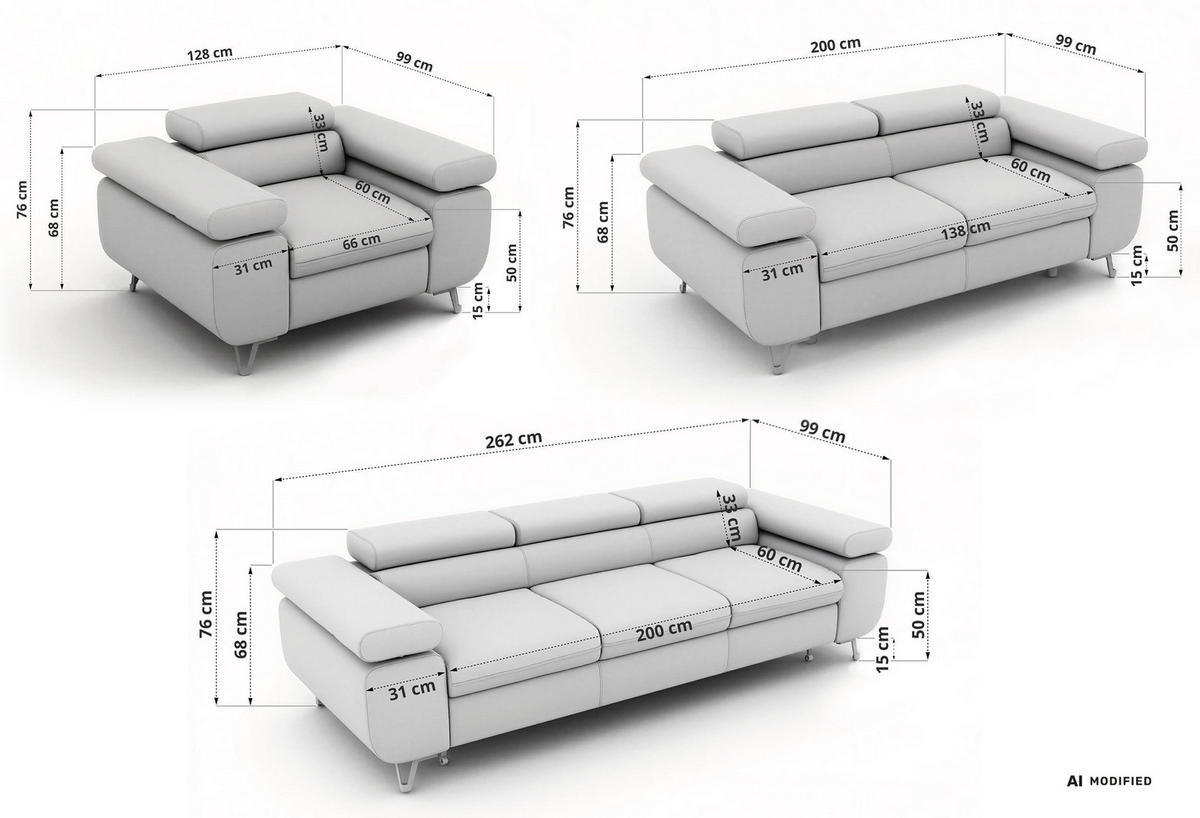 SEDACIA ZOSTAVA PETERS 1+2+3 - Svetlohnedá Manšester - svetlohnedá/čierna, kov/textil (262/76/99cm) - MKS