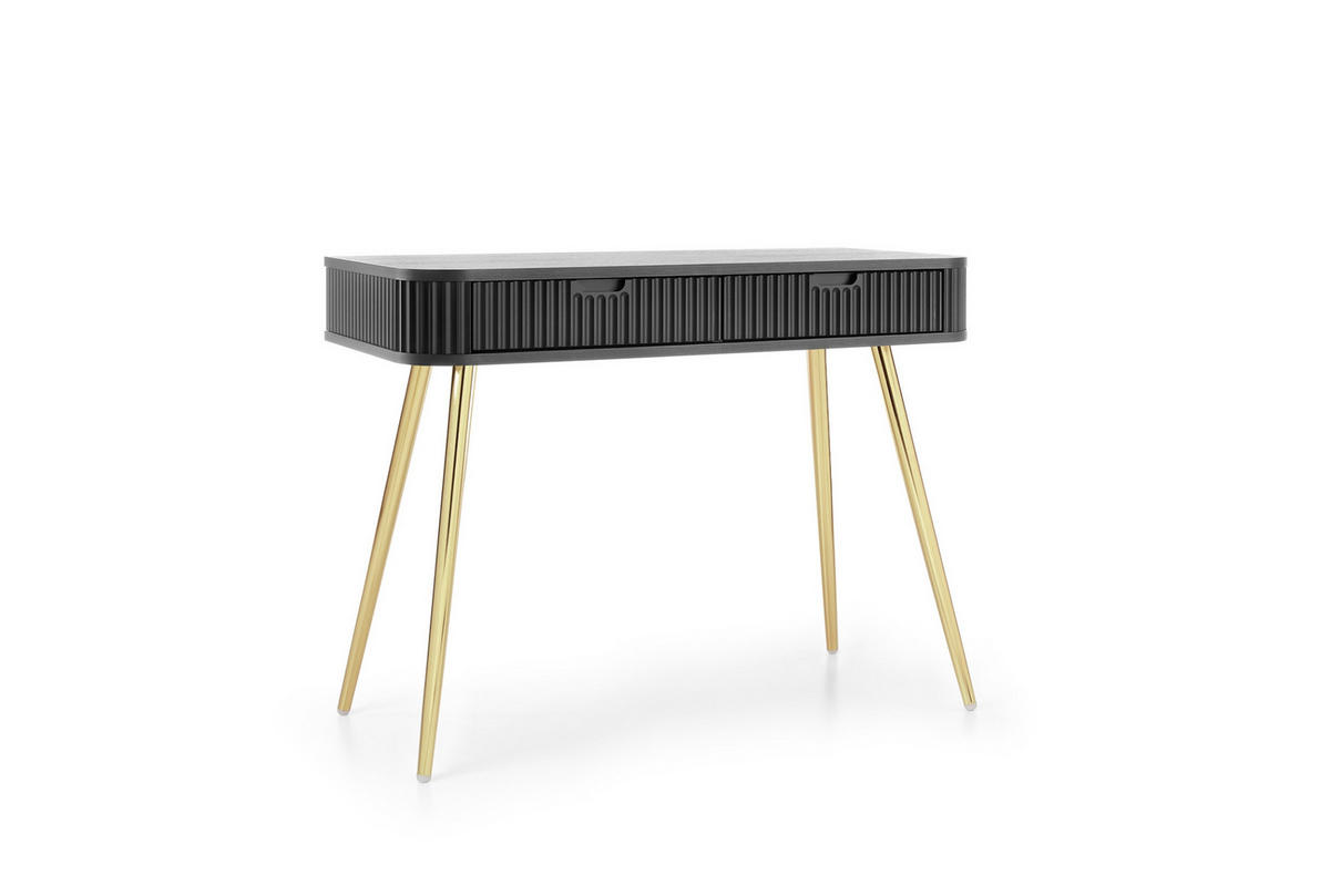 SCHMINKTISCH MODERNO 103/80/49 in Schwarz/Gold - Goldfarben/Schwarz, Holzwerkstoff (49/103/80cm) - Deine Möbel 24