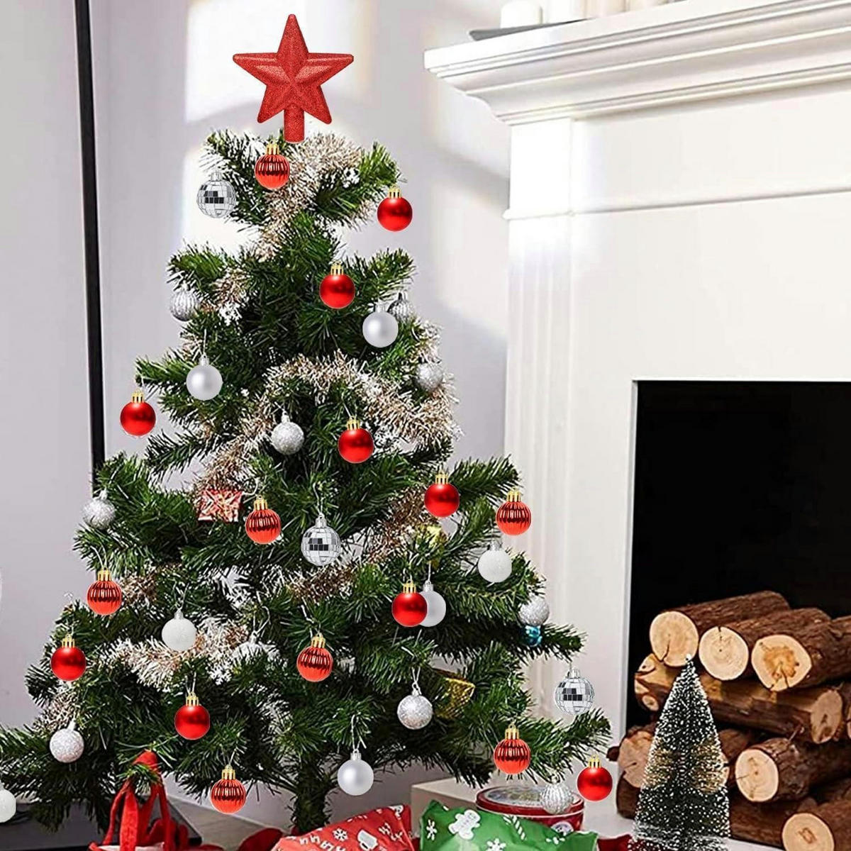 WEIHNACHTSKUGELN 30-teiliges Set Rot & Weiß 3 cm - Multicolor, Kunststoff (3/3/3cm)