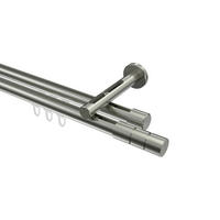 INNENLAUF-GARDINENSTANGEN-SET Siteno Elanto 140 cm, 2-läufig, 20 mm Ø Edelstahl-Optik - Edelstahlfarben, Metall (140cm) - INTERDECO