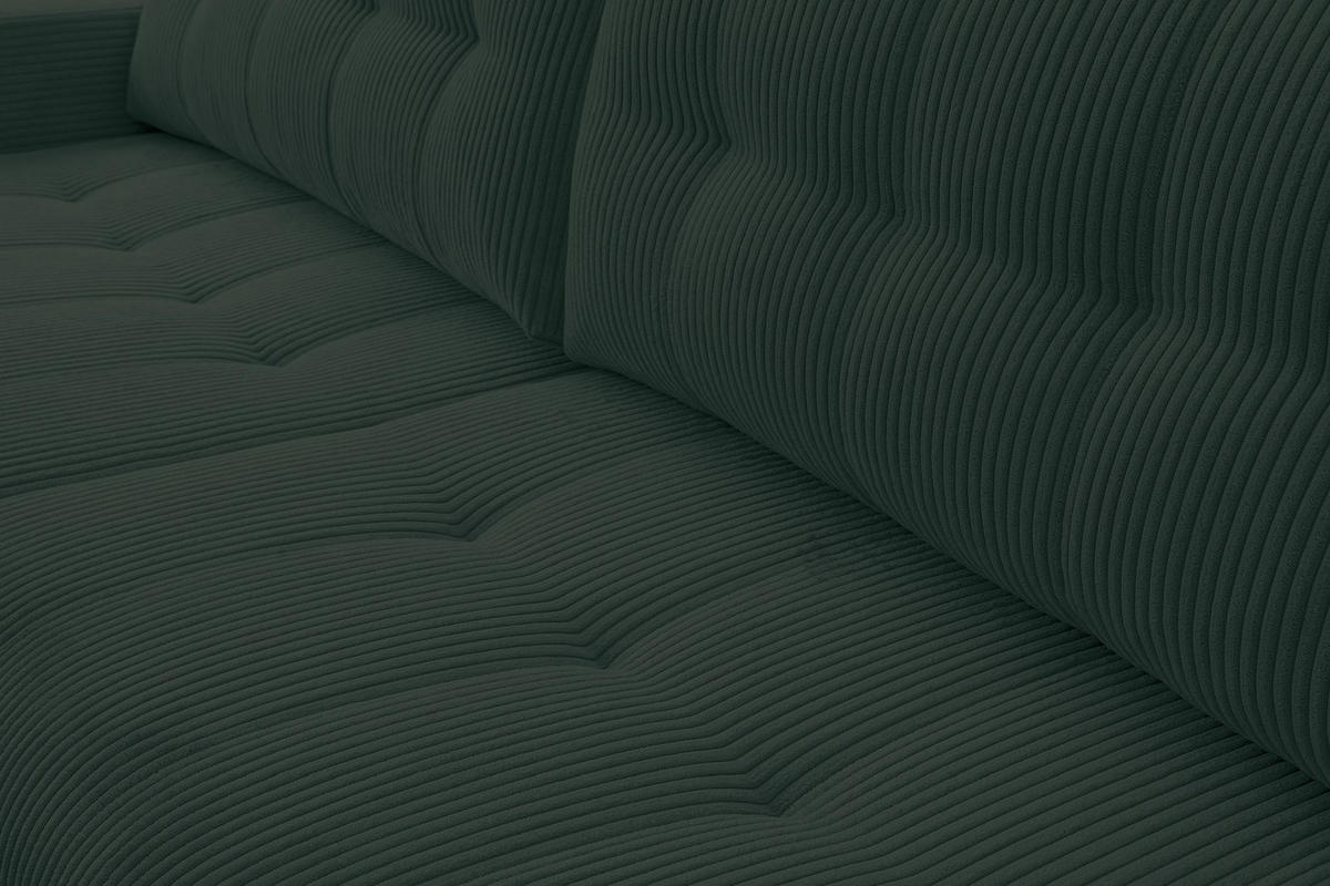ECKSOFA Maillo Dunkelgrün Cord - Dunkelgrün/Schwarz, Kunststoff/Textil (245/143cm) - Selsey