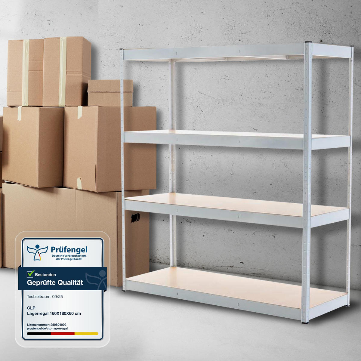 LAGERREGAL 160/60 cm Metall Weiß - Weiß, Metall (160/180/60cm) - CLP