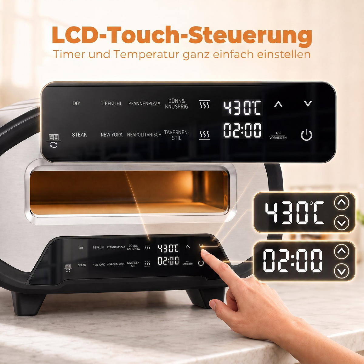 PIZZAOFEN Stahl Grau - Grau, Metall (49.7/28/46cm) - HOMCOM