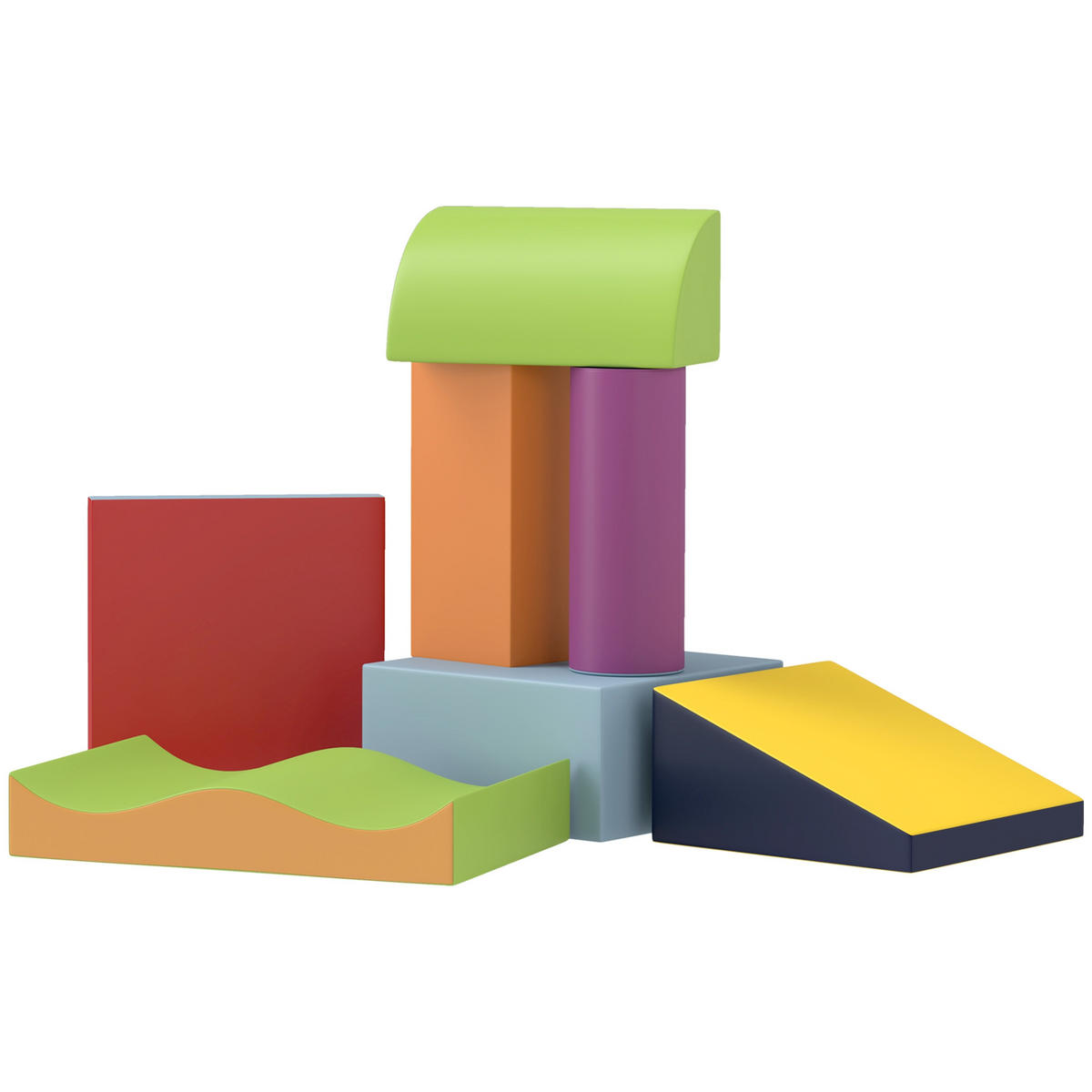BAUSTEINSET 7er-Set Schaumstoff Bausteine Bauspielzeug für 1-3 Jahre alt Kinder - Multicolor, Kunststoff (40/11/60cm) - HOMCOM