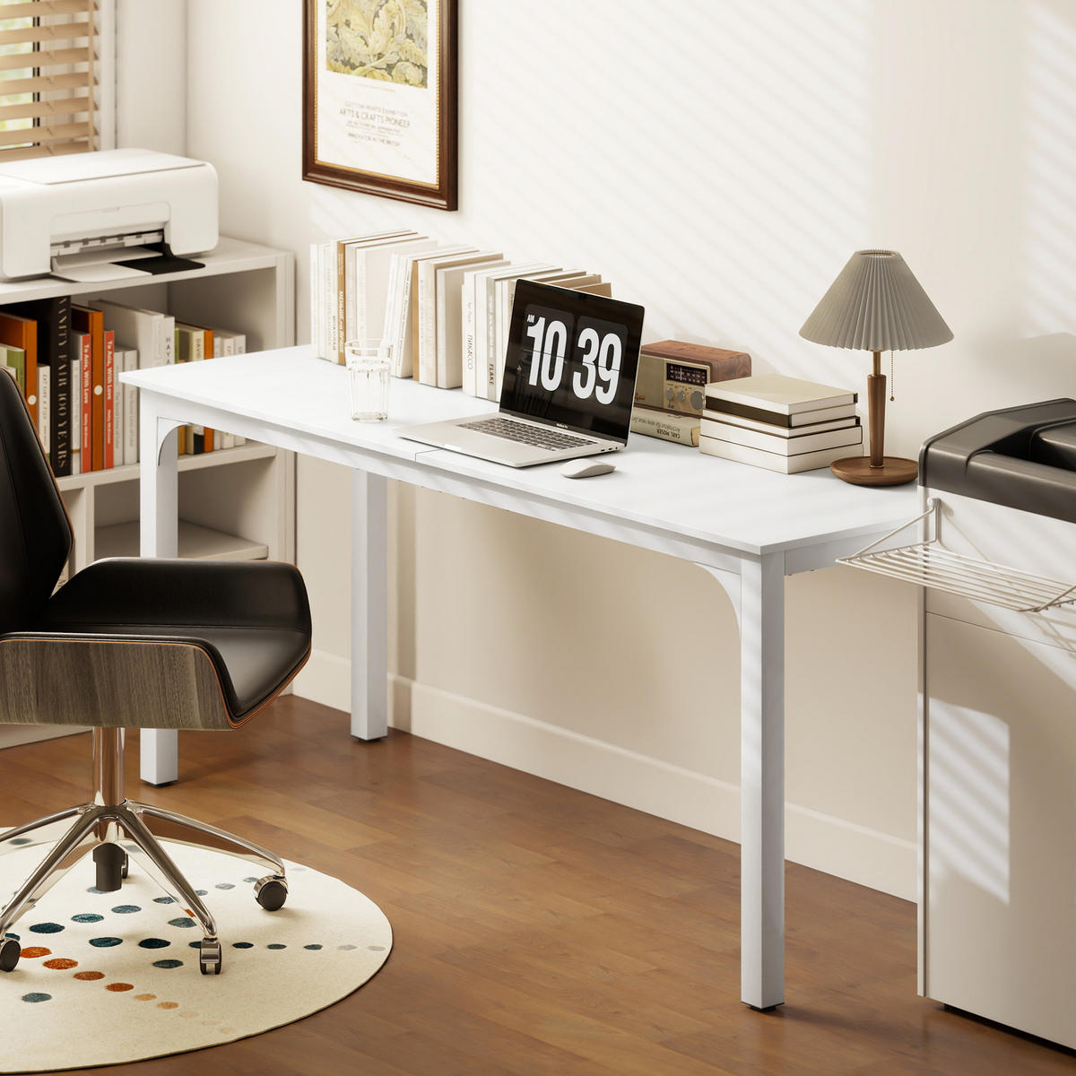 COMPUTERTISCH Weiß mit Metallgestell und großer Arbeitsfläche 180/60/75 cm - Weiß, Holzwerkstoff (60/180/75cm) - PANGIVO