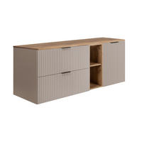 BADEZIMMER-SET, 57×46×140 cm, Eiche Craft / Cashmere, schwarzer Griff - Beige, Holzwerkstoff (140/57/46cm) - 3XE LIVING