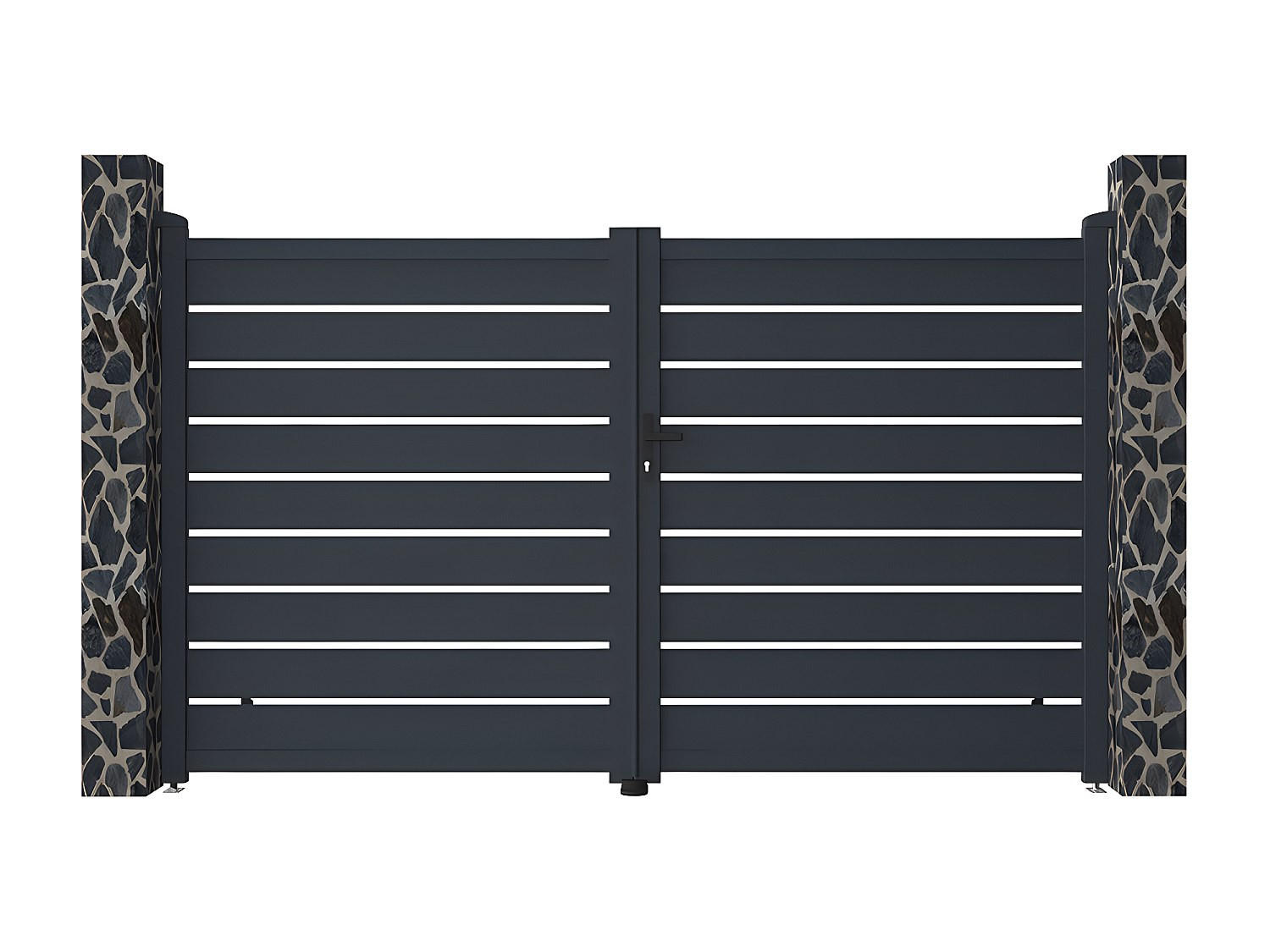 FLÜGELTOR - 300cm x 4.6cm - Aluminium - anthrazitgrau - PRIMO - Anthrazit, Metall (300/178cm) - Vente-Unique