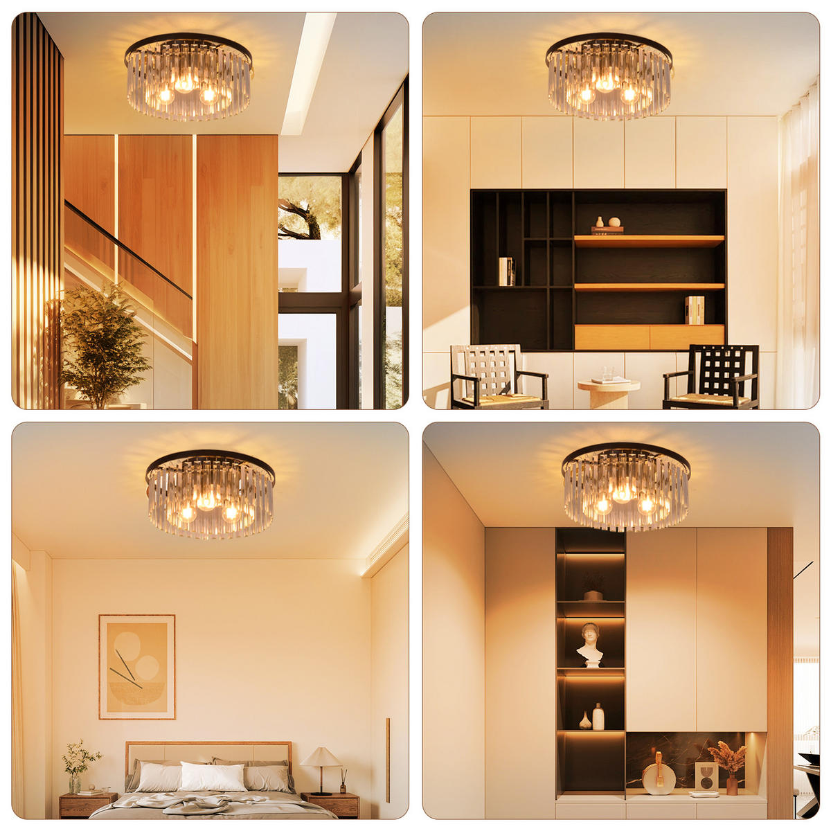 LED-DECKENLEUCHTE Zyrren 40/40/17 cm - Schwarz, Metall (40/40/17cm) - ZMH