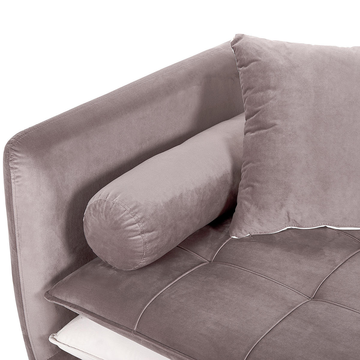 CHAISELONGUE Samtstoff hellbraun/weiß linksseitig Gonesse - Goldfarben/Weiß, Textil (164/72/77cm) - Beliani