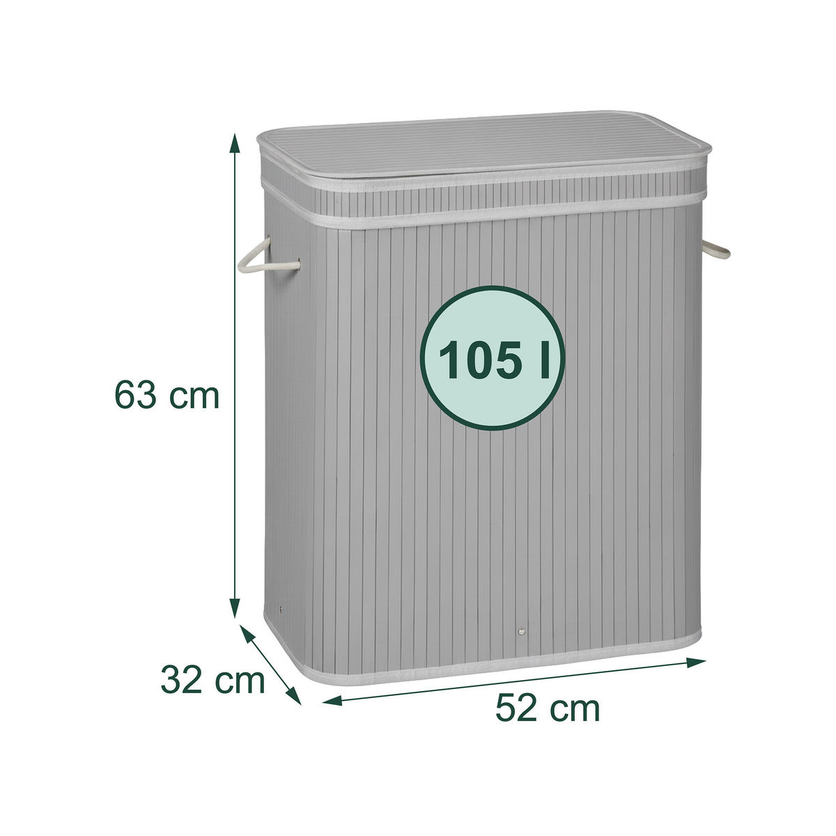 WÄSCHEKORB - Grau, Holz/Textil (52/63/32cm) - Relaxdays