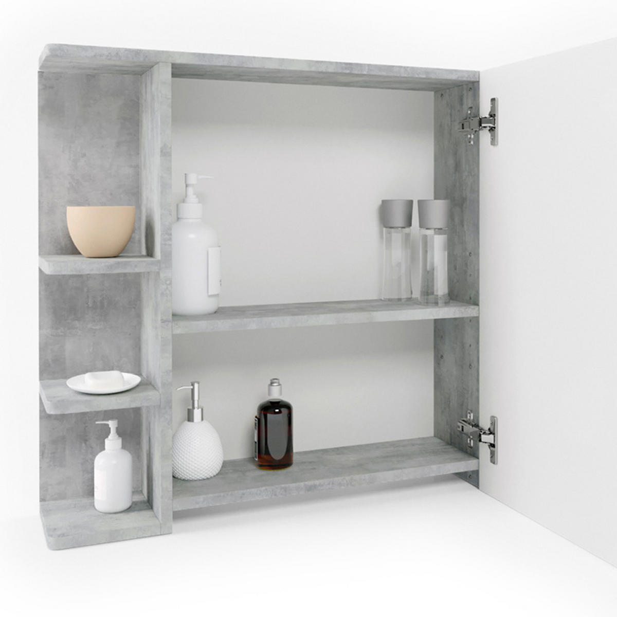 BADMÖBEL-SET Fynn Beton 2 Teile - Weiß/Grau, Holzwerkstoff (60/54/32cm) - Vicco