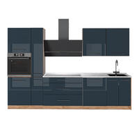KÖK Fame-Line, Mörkblå högblank/Goldkraft ek, 310 cm AP Marble - Honungsek/Mörkblå, Träbaserade material (310/206.8/60cm) - Vicco