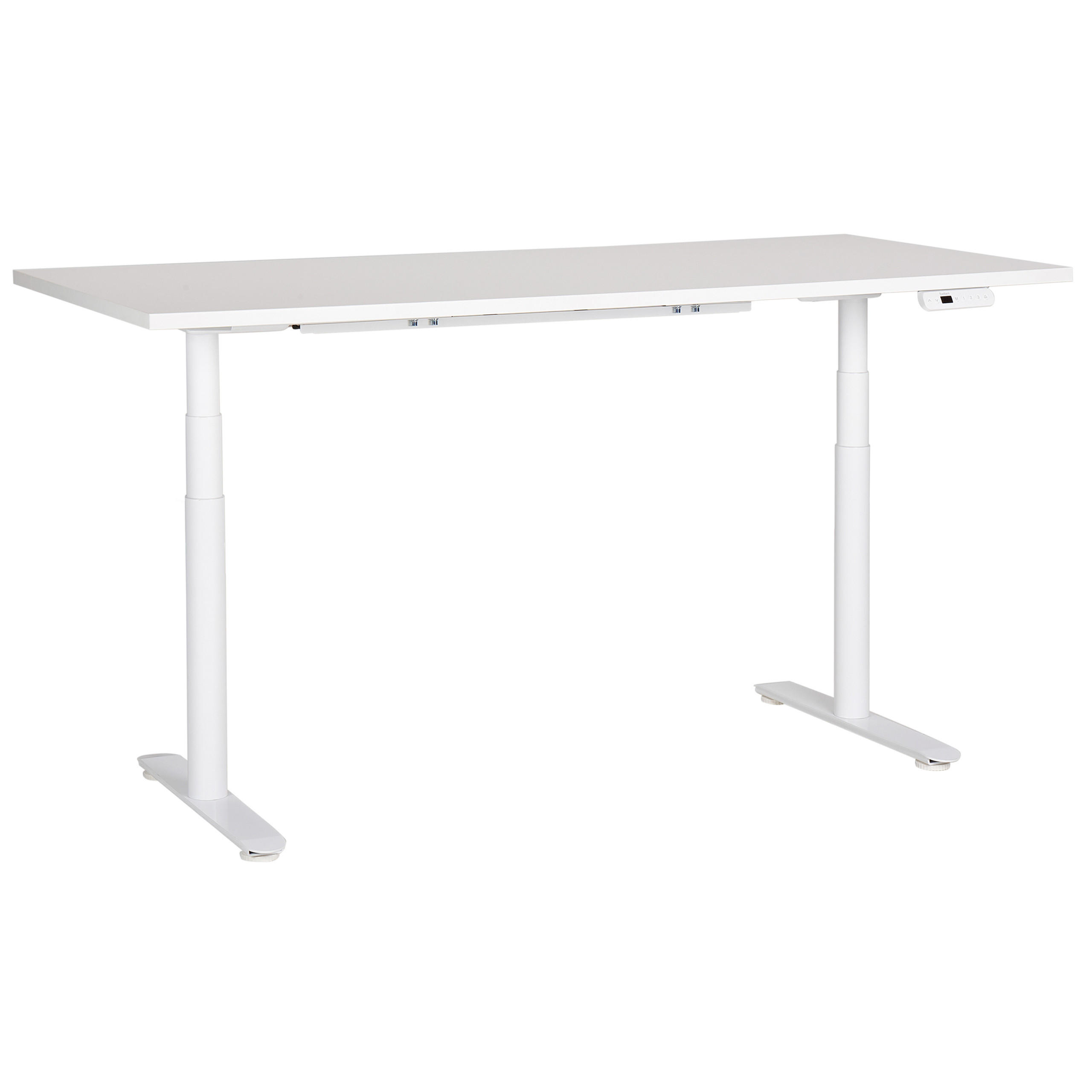 SCHREIBTISCH weiß 180/72 cm elektrisch höhenverstellbar Destin IV - Weiß, Holz (72/180/67cm) - Beliani