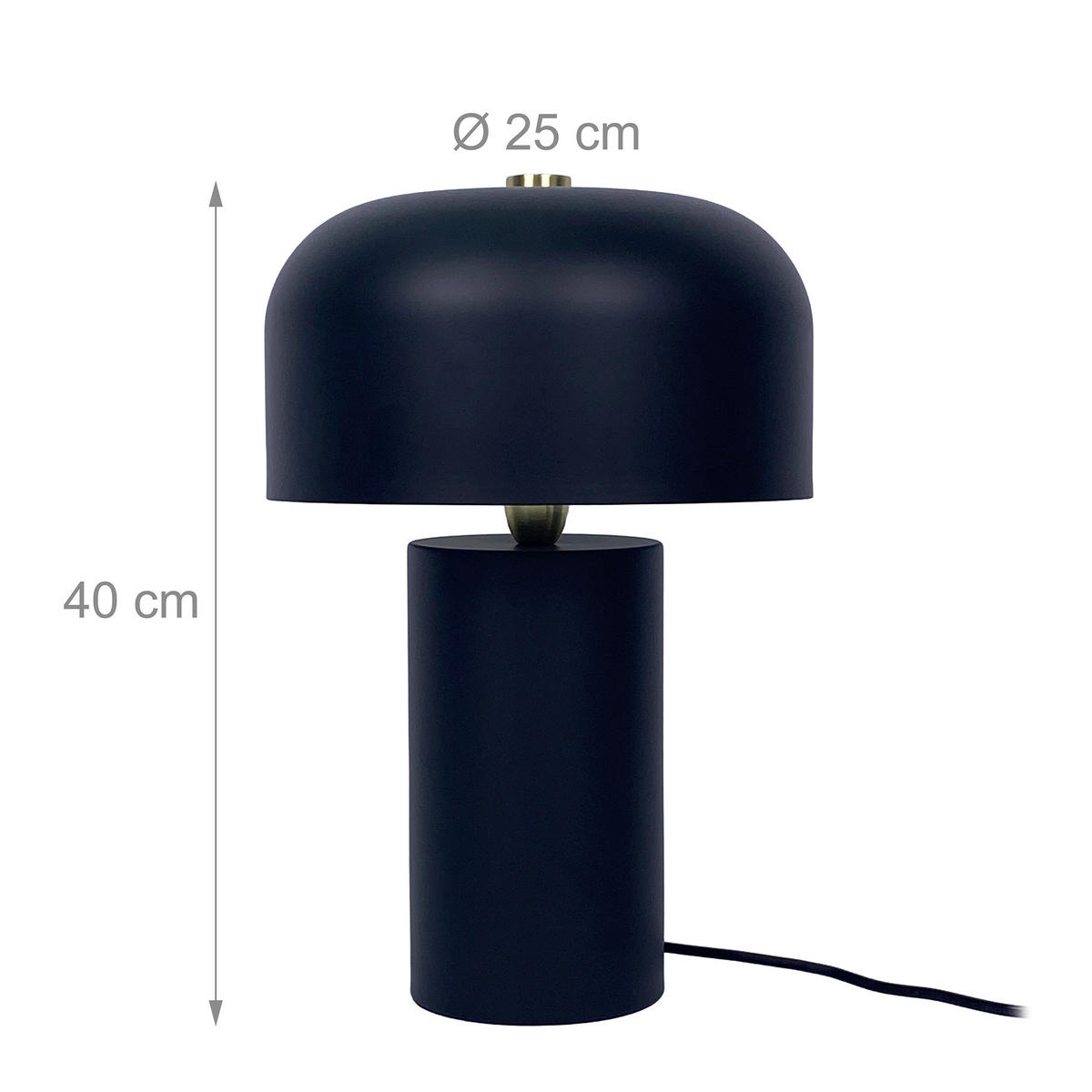 TISCHLAMPE Mehrfarbig Pilzform Metall E14 40 W H 40 cm - Schwarz, Metall (25/25/40cm) - Relaxdays