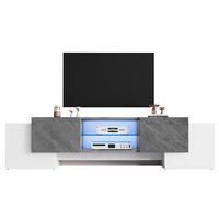 LOWBOARD 180/40/46.5 cm weiß/grau aus MDF mit LED-Lichtleiste - Weiß, Holzwerkstoff (40/46.5/180cm) - OKMYHOME