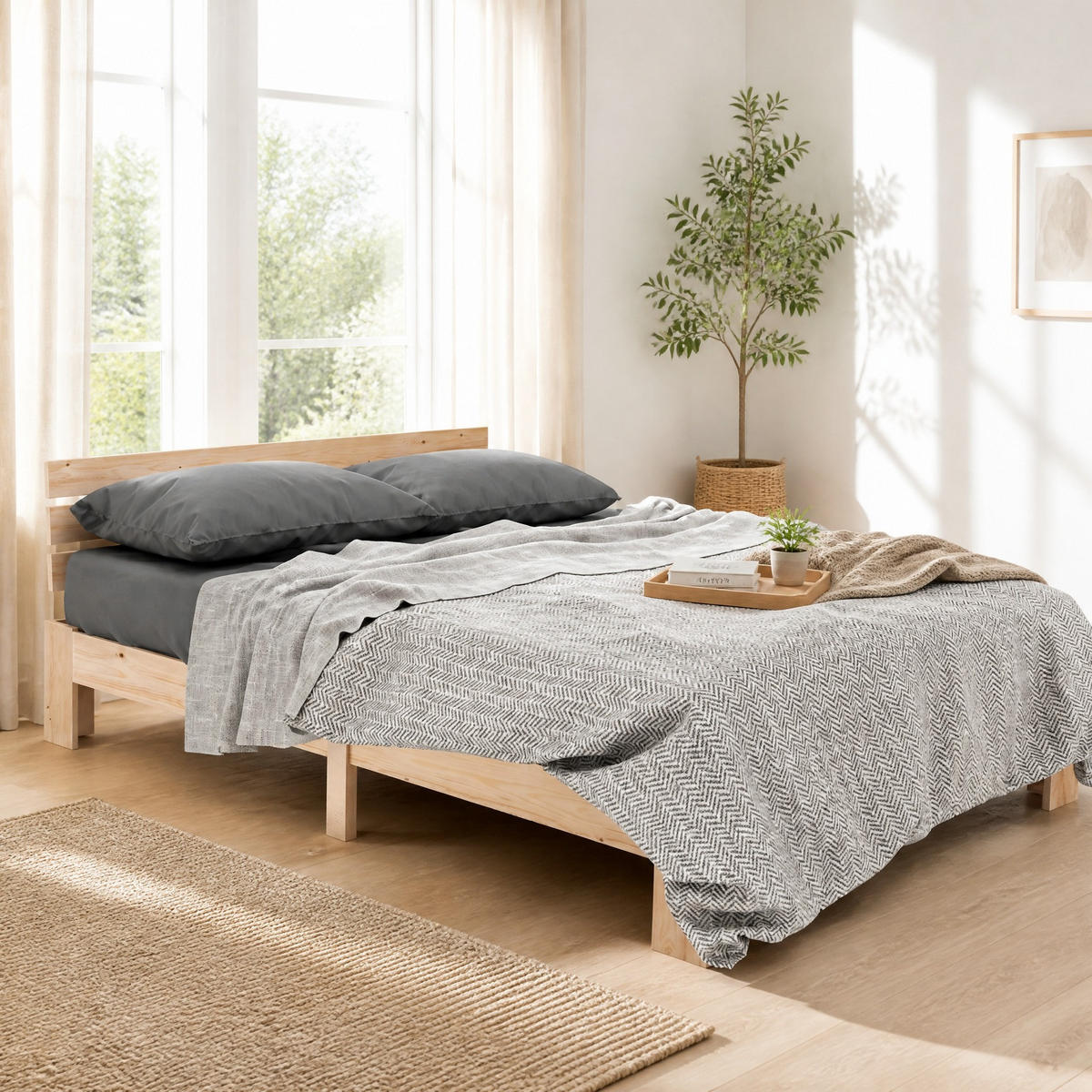 BETT mit Lattenrost 140x200 cm Massivholz Natur - Braun, Holzwerkstoff (140/200cm) - Meubliv