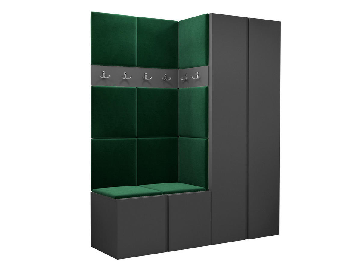 GARDEROBEN-SET Orion III - Graphitfarben/Grün, Holzwerkstoff/Kunststoff (158/186/46cm) - MIRJAN24