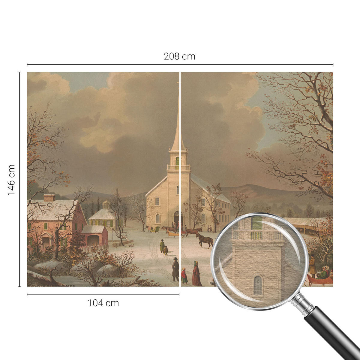 FOTOTAPETE 208x146 cm - Winterlandschaft - Braun, Textil (208/146cm) - Wallfluent