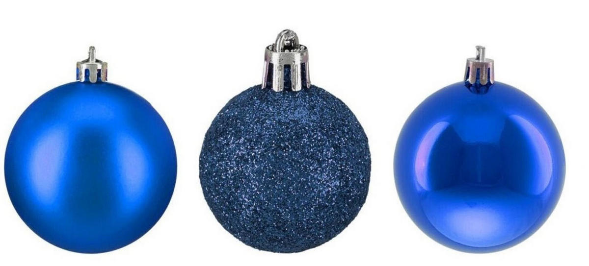50XWEIHNACHTSKUGELN - Blau, Kunststoff (6/7/6cm) - Relaxdays