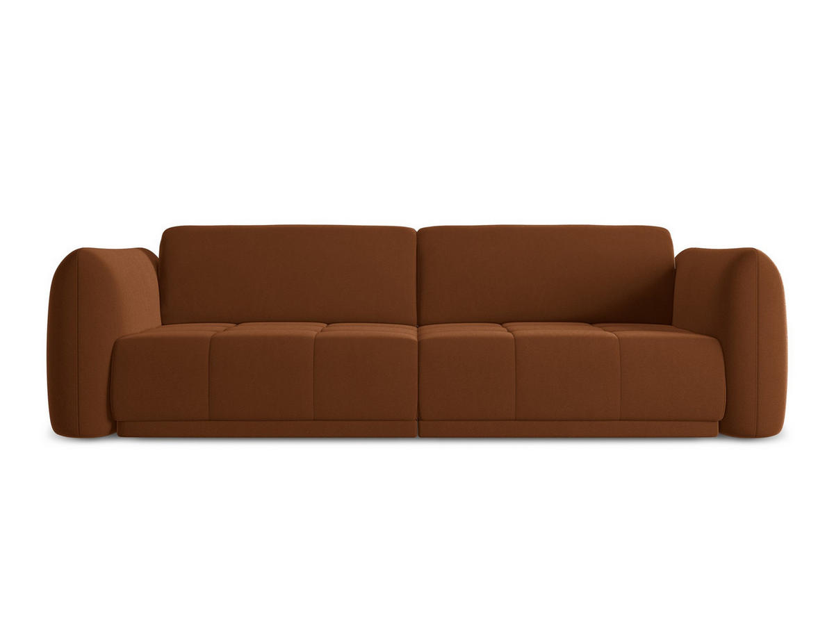 3-SITZER SOFA Samt Stoff Orange - Terracotta/Schwarz, Kunststoff/Textil (210/74/105cm) - Makamii