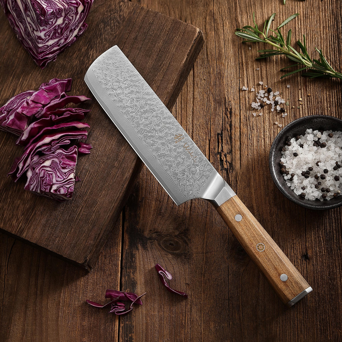 NAKIRIMESSER 17,5 cm - Braun, Metall (31cm) - Wakoli